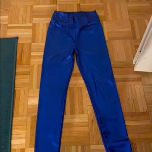 Blue shiny leggings